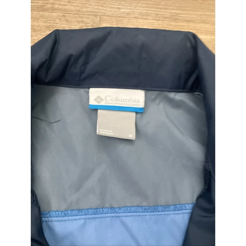Columbia Men's M Omni-shield Blue Navy Windbreaker Rain Jacket Hood Packable